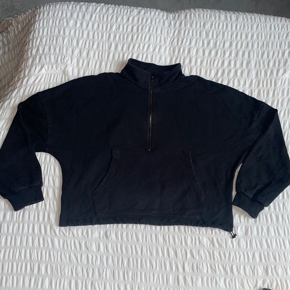 🌟 AllFenix Black Half Zip Drawstring Pullover Size Large | Athleisure Hoodie - Picture 7 of 13